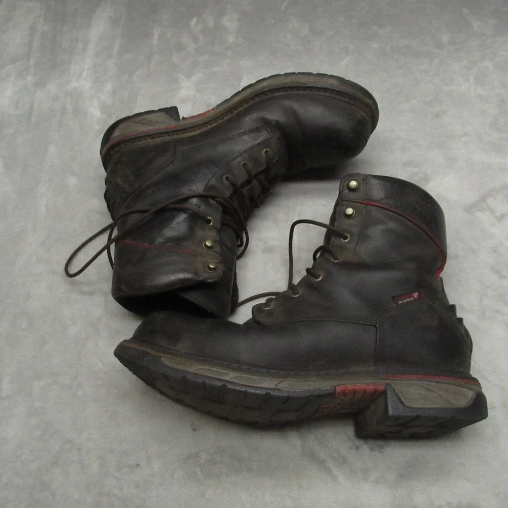 Rocky Mens 11.5M Work Boots Brown Leather Composite Toe Western Lacer Waterproof
